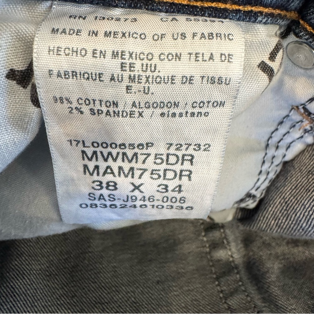 Wrangler Men's Blue Denim Jeans Straight Regular Fit Cotton Button Zip 38X34 - Picture 6 of 10
